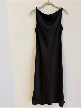 Aritzia Wilfred Black Cowl-Neck Maxi Slip Dress